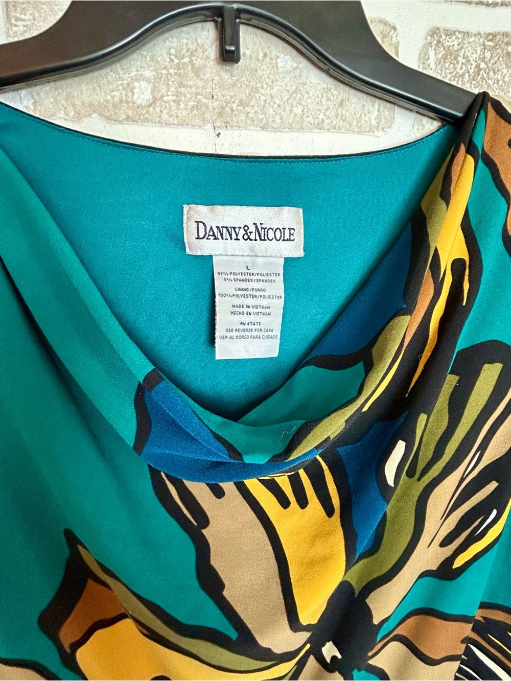Danny & Nicole Teal Floral Maxi Dress with Yellow, Blue & Brown Accents - Picture 2 of 7